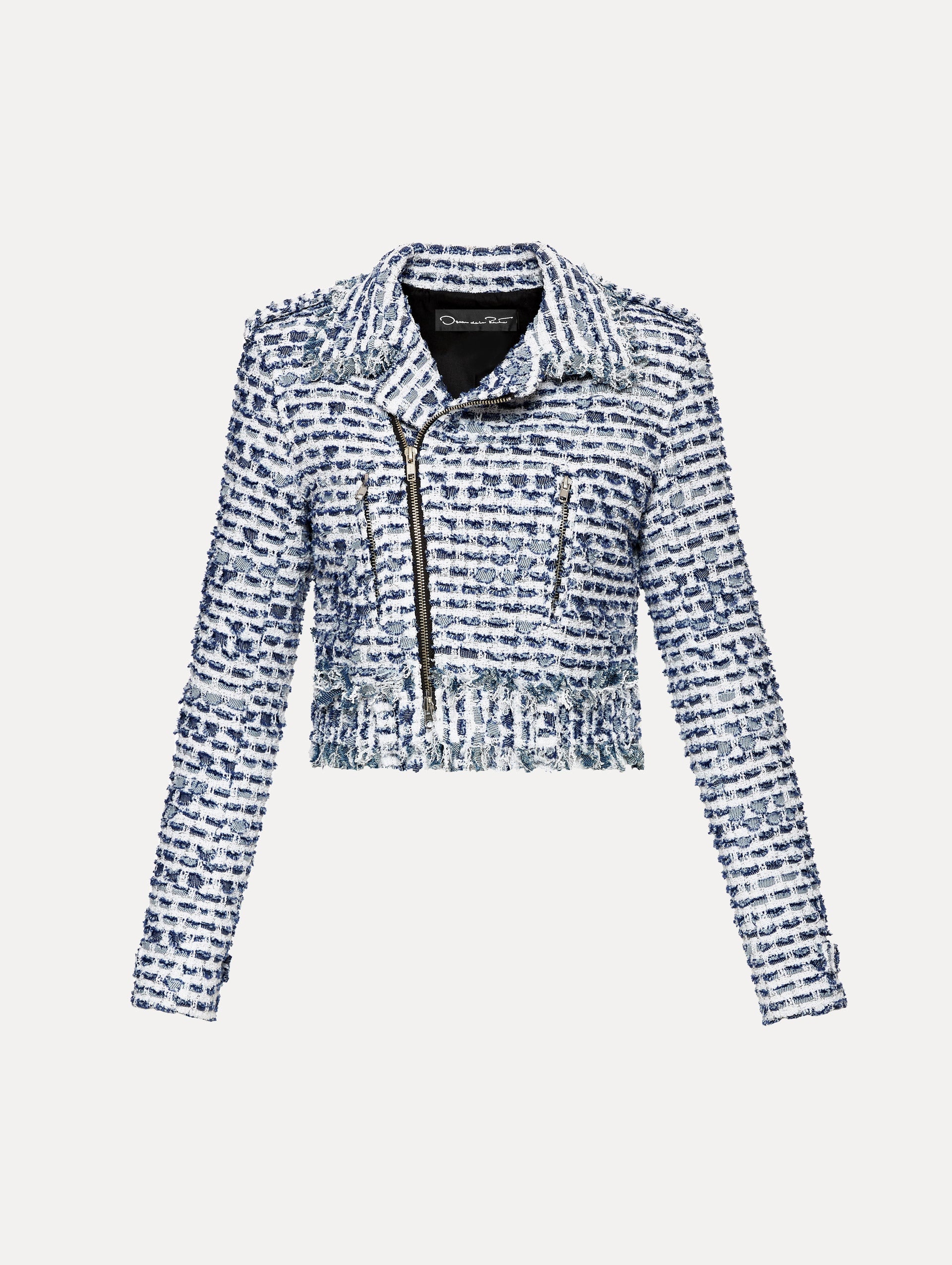 DENIM TWEED BIKER JACKET - 1