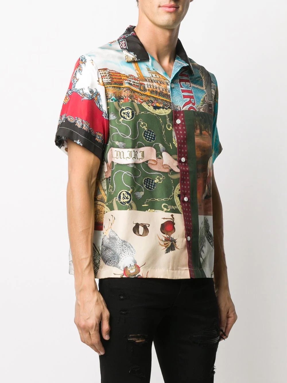 printed silk short-sleeve shirt - 3