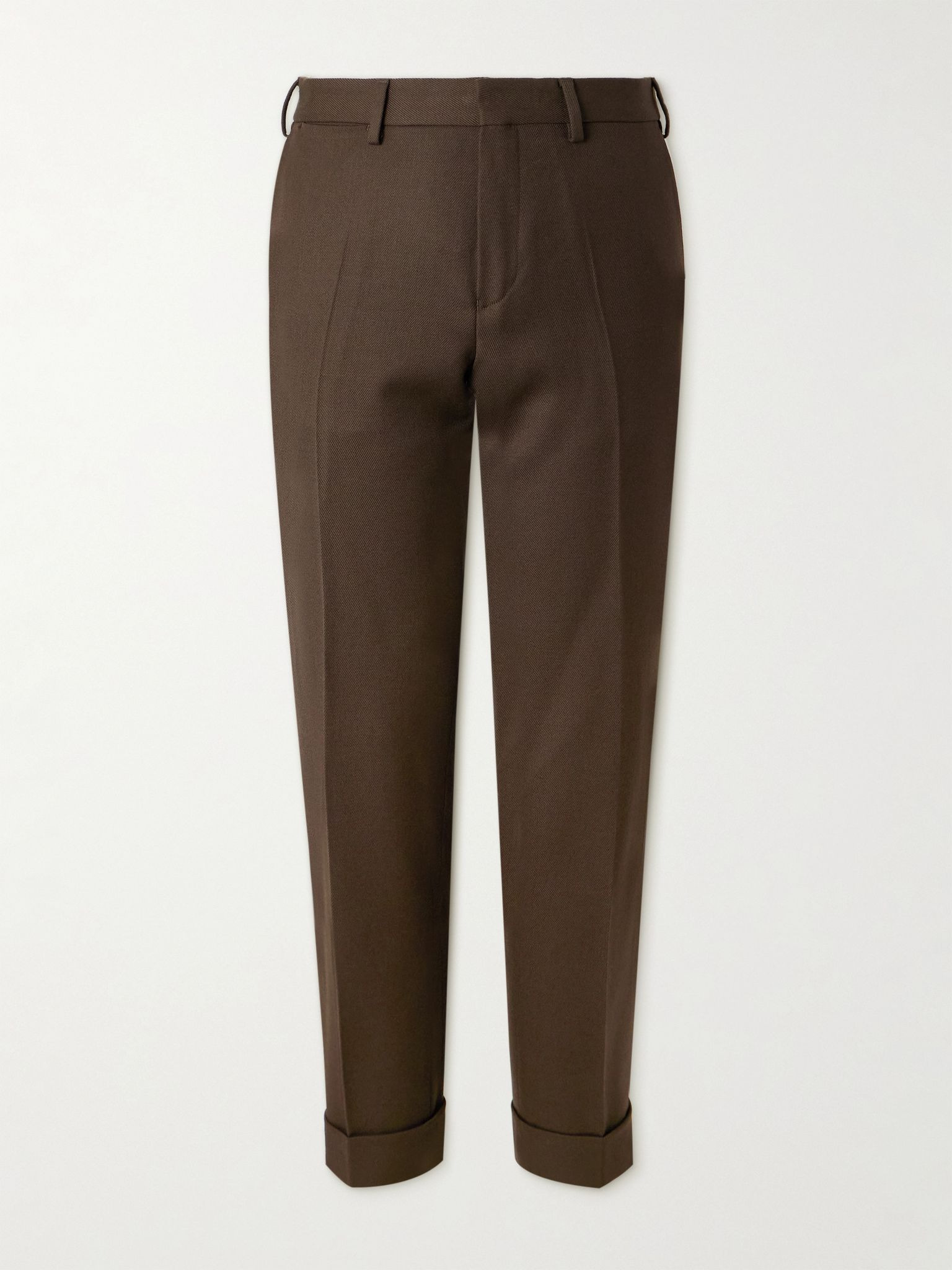 Tapered Double-Faced Wool-Twill Trousers Brown - 1