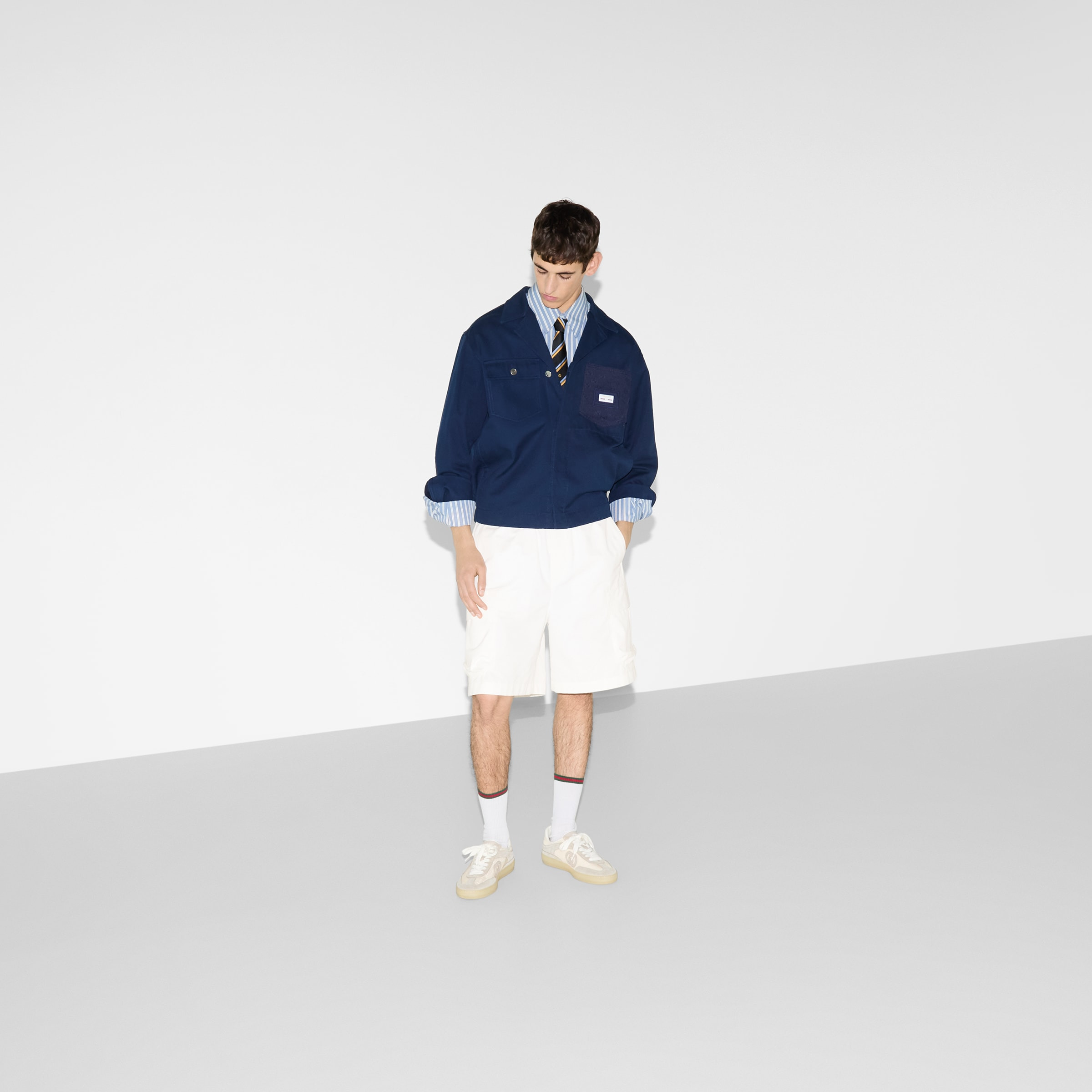 Linen blend GG canvas shorts - 7