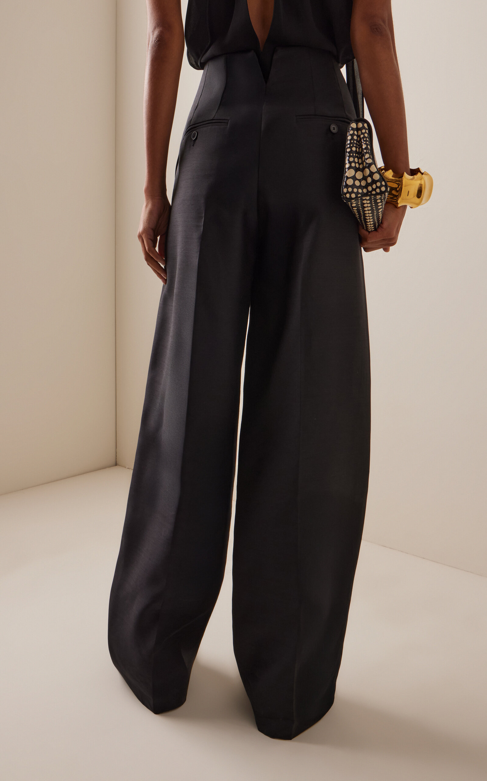 Deliliah Wool-Blend Wide-Leg Pants black - 4