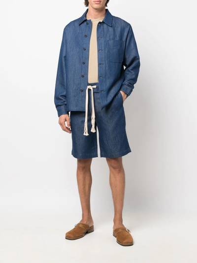 Sandro logo-patch long-sleeve denim shirt outlook