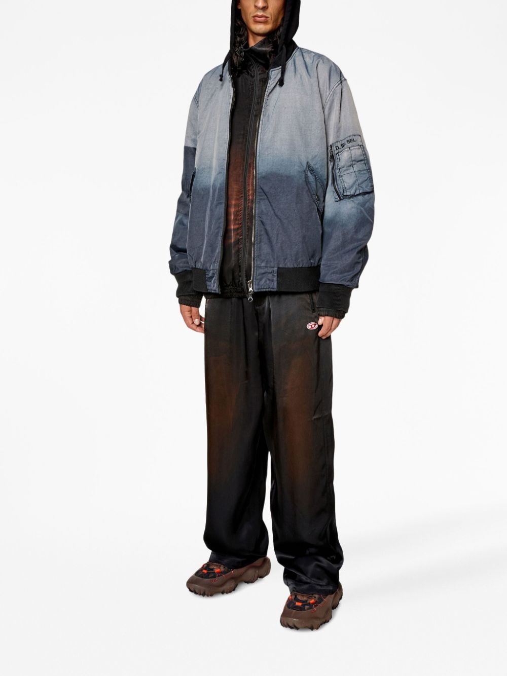 ombré-effect hooded bomber jacket - 2