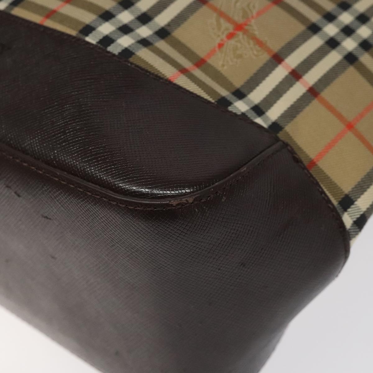 Burberry Nova Check Tote Bag Canvas Leather Beige Brown Gold - 10