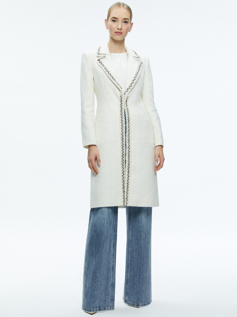 Alice + Olivia BRET EMBELLISHED LONG BLAZER outlook