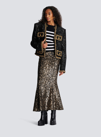 Balmain Long skirt with sequin embroidery outlook