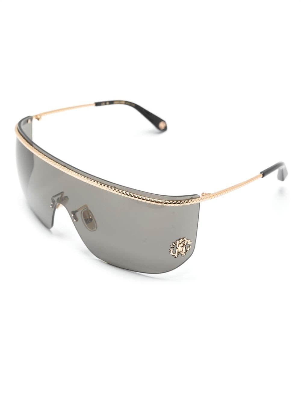logo-plaque shield-frame sunglasses - 3