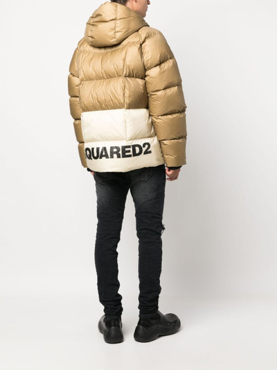 DSQUARED2 logo-print padded hooded jacket outlook