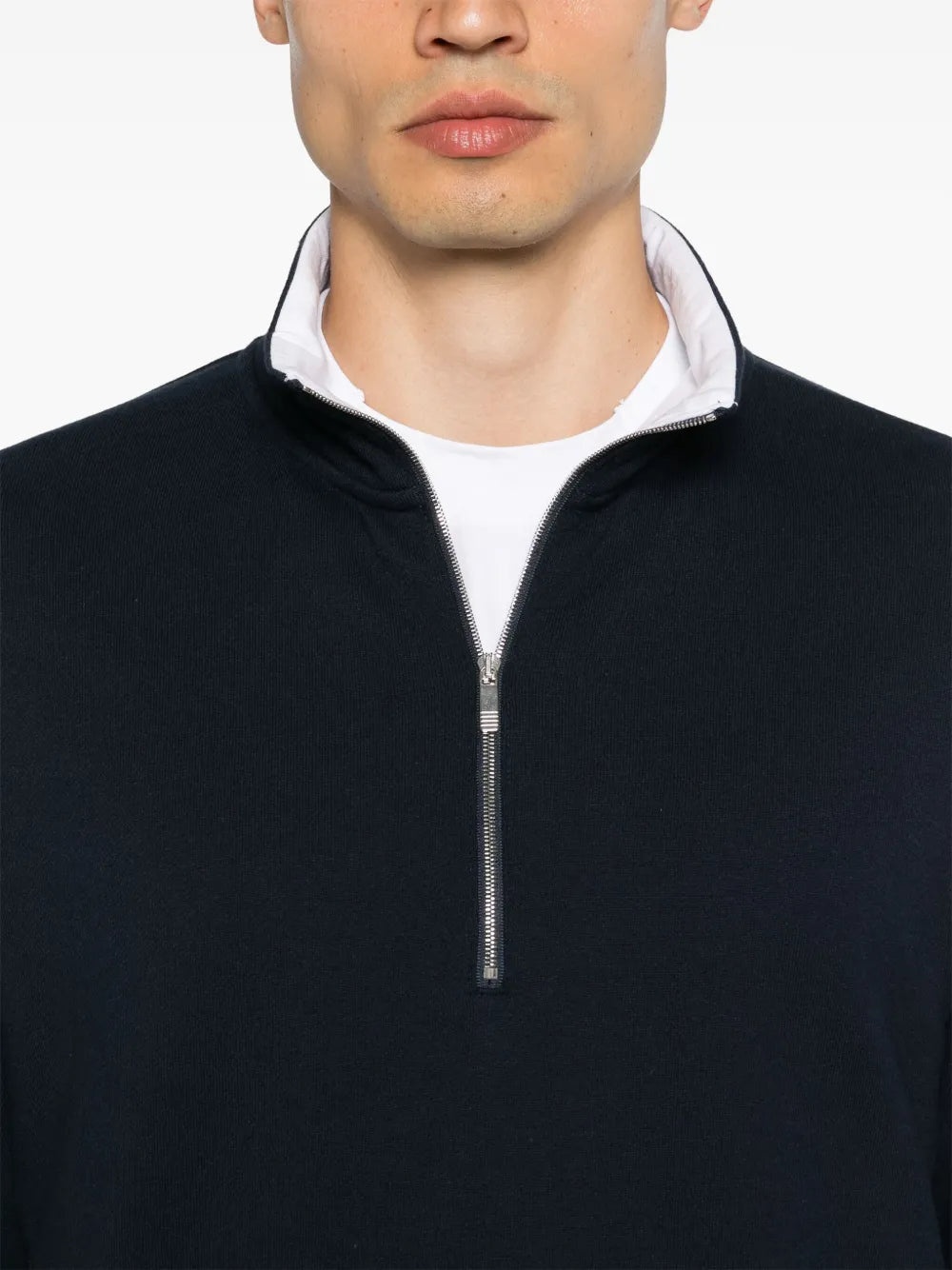 THOM BROWNE - Men Funnel Neck Half Zip Pullover - 4
