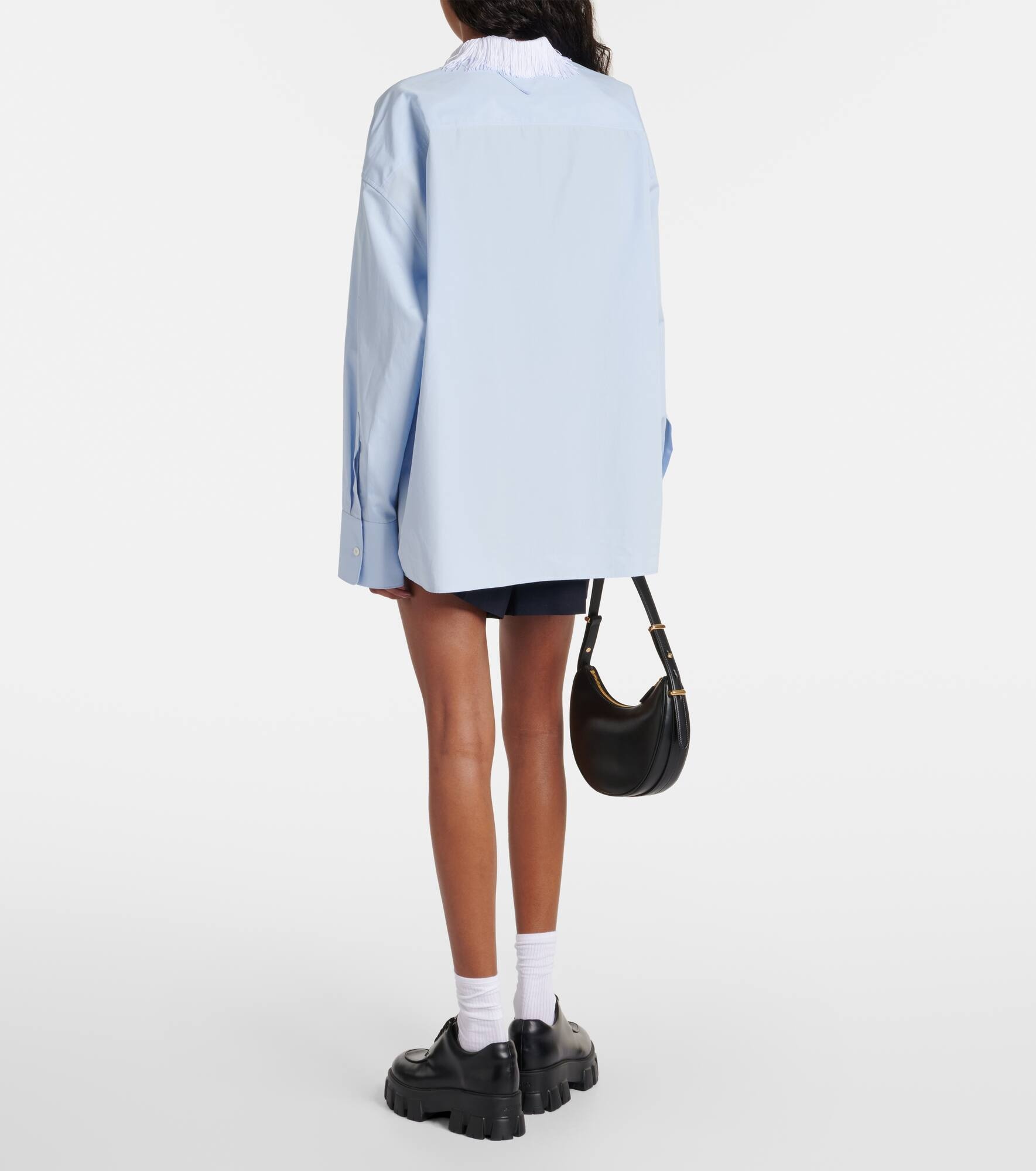 Fringe-trimmed cotton poplin shirt - 3