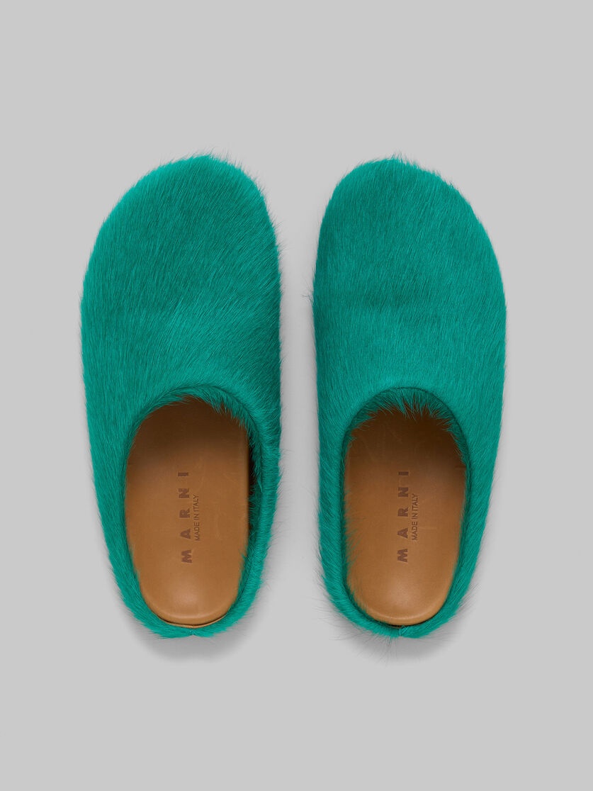 GREEN LONG-HAIR CALFSKIN FUSSBETT SABOT - 4