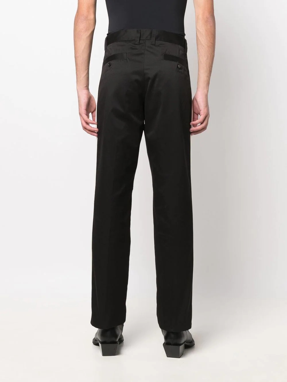 side-stripe straight trousers - 4