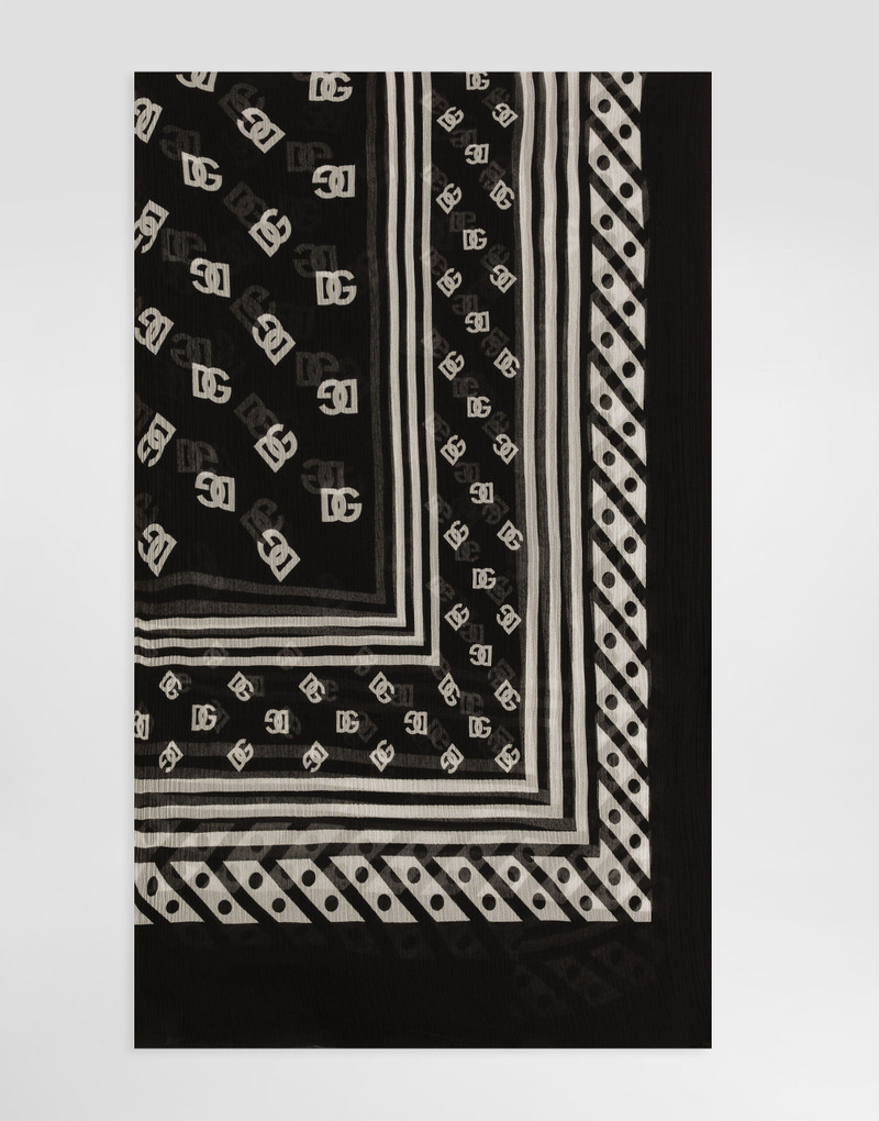 Silk scarf with all-over DG logo print 1