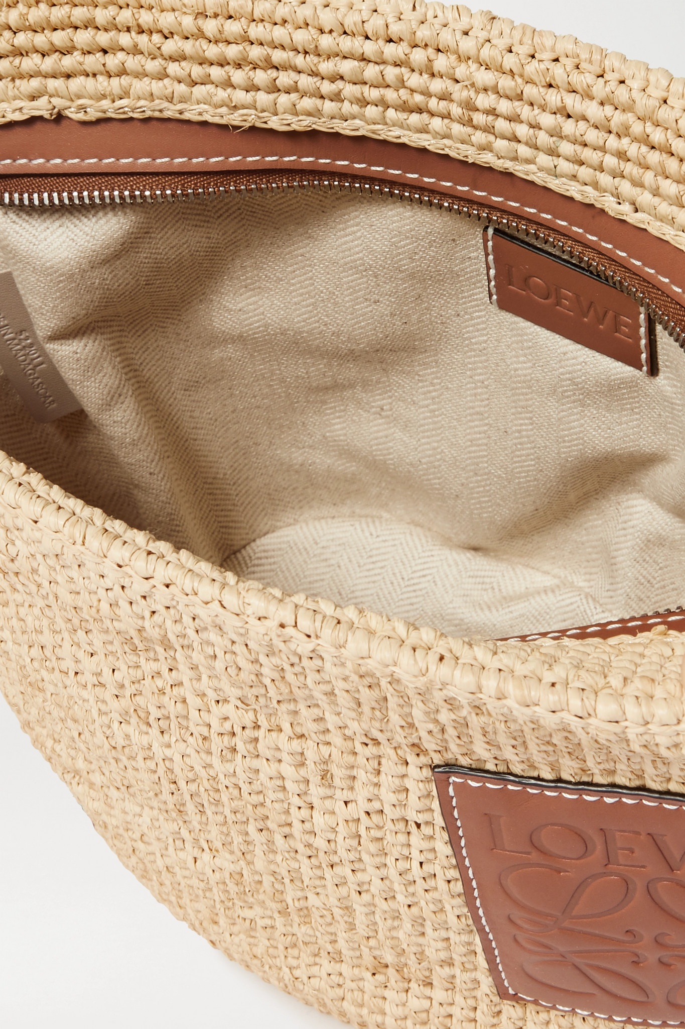 Loewe + Paula's Ibiza Pochette leather-trimmed woven raffia