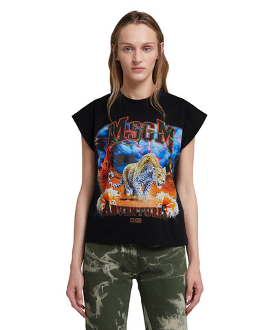 MSGM Sleeveless T-Shirt with "MSGM adventures" graphic outlook