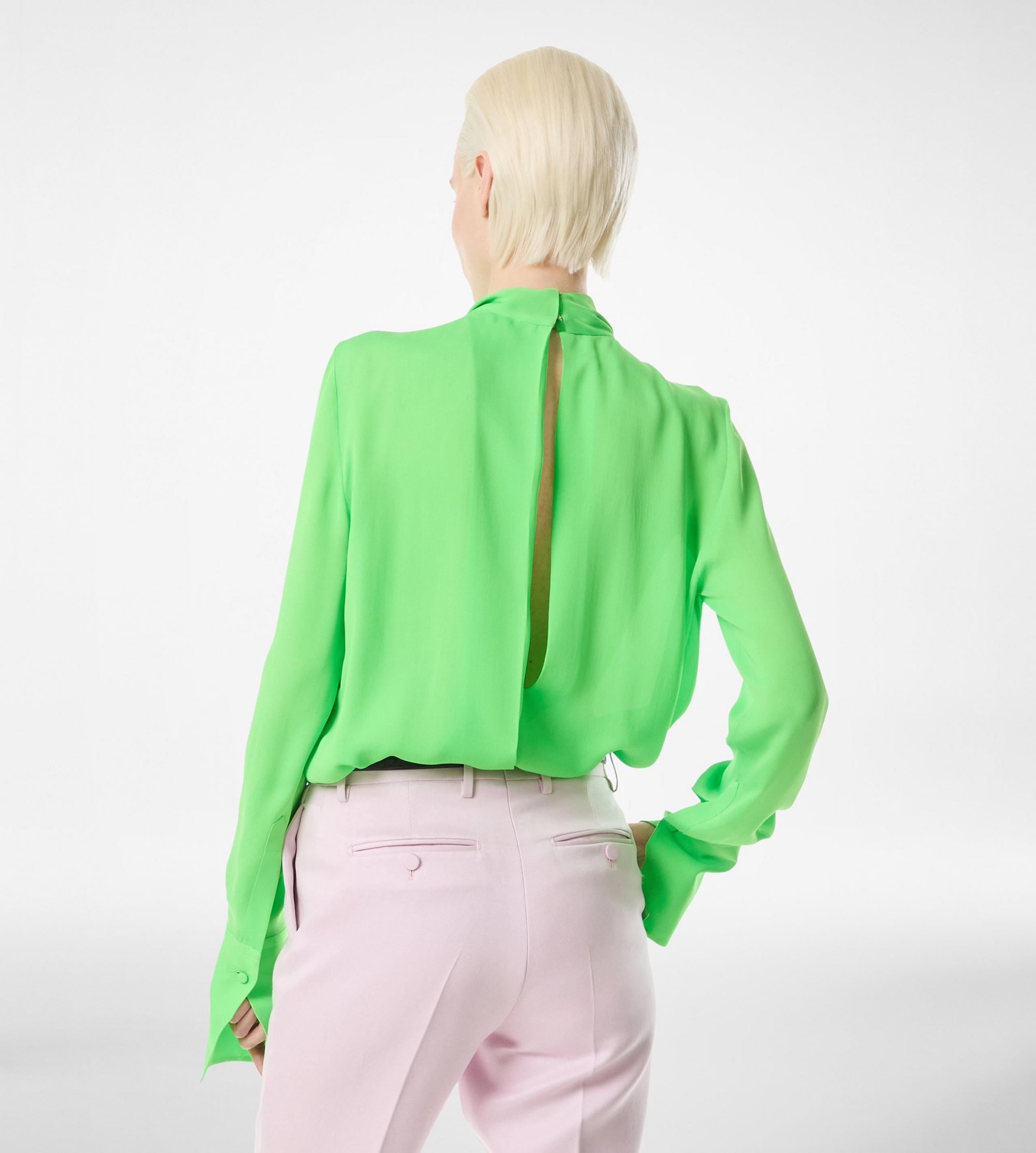 WASHED SILK GEORGETTE LONG SLEEVE BLOUSE - 5