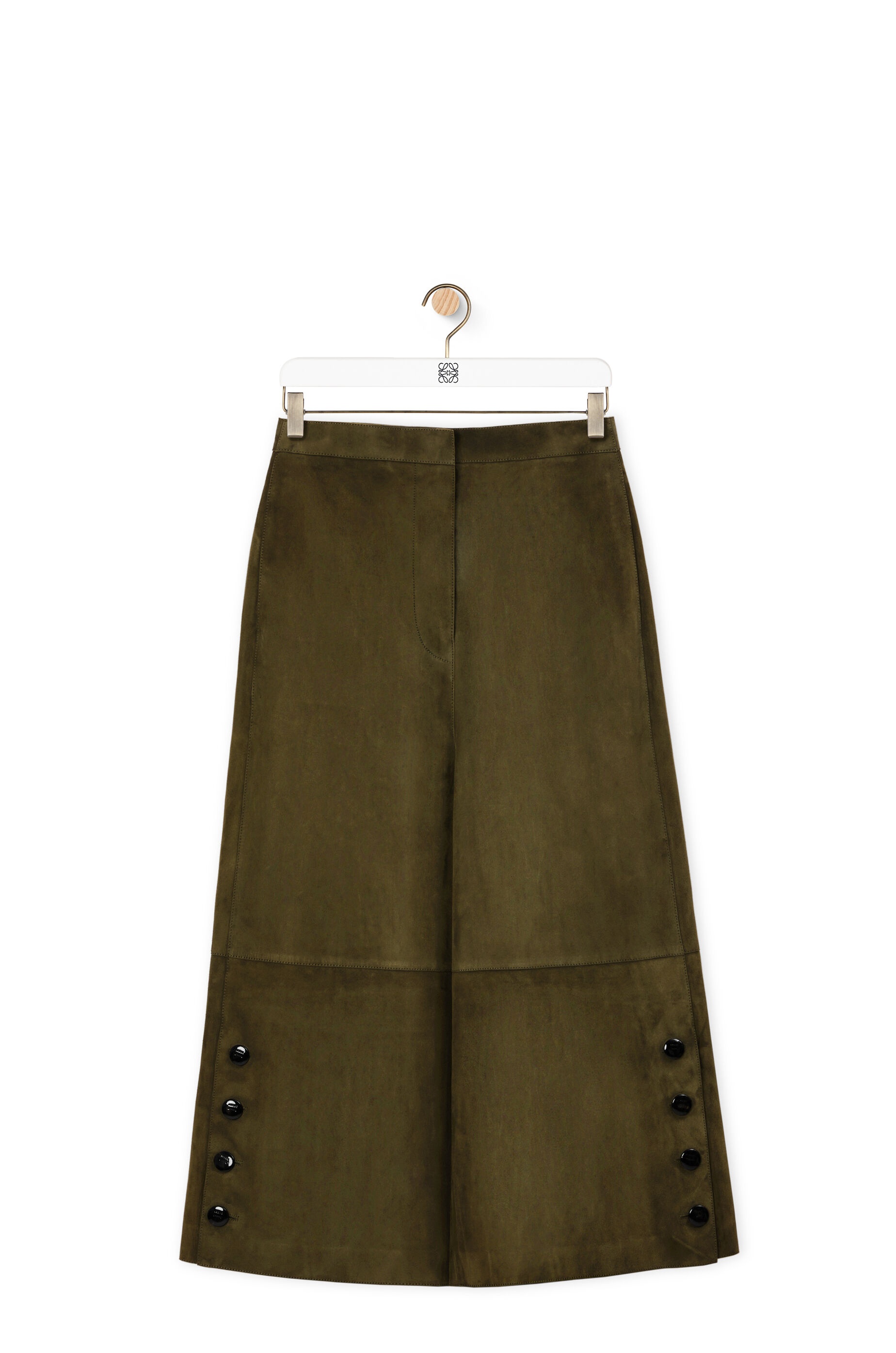 Button cropped trousers in suede - 1