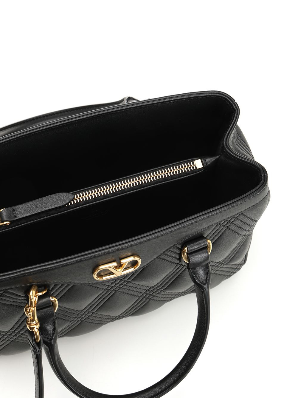 Double Handle Bag | Quiltie 67 | Nappa Deluxe/A.Brass Logo Handbags Black - 4