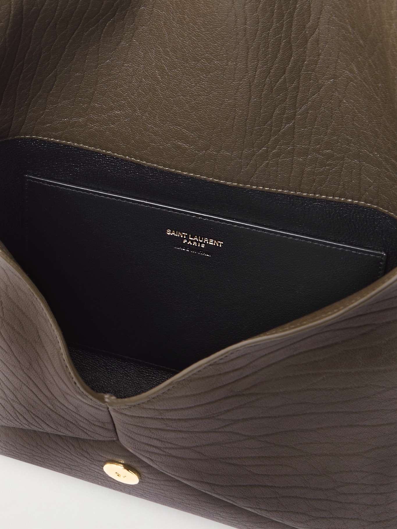 SAINT LAURENT Cassandre large textured-leather clutch