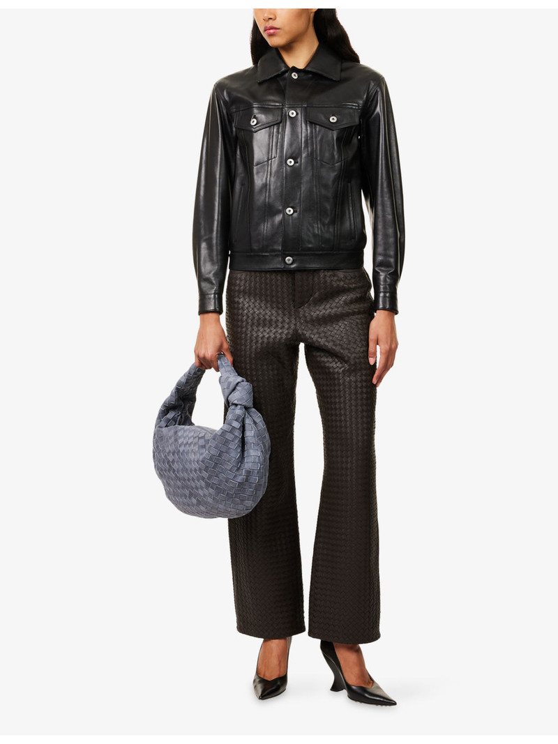 Bottega Veneta Intrecciato Straight-Leg Leather Trousers outlook