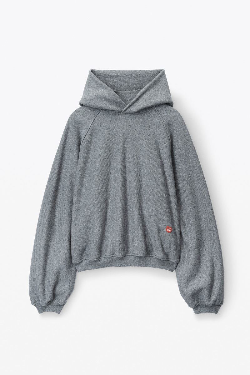 raglan turtleneck hoodie in terry with apple puffed logo 1