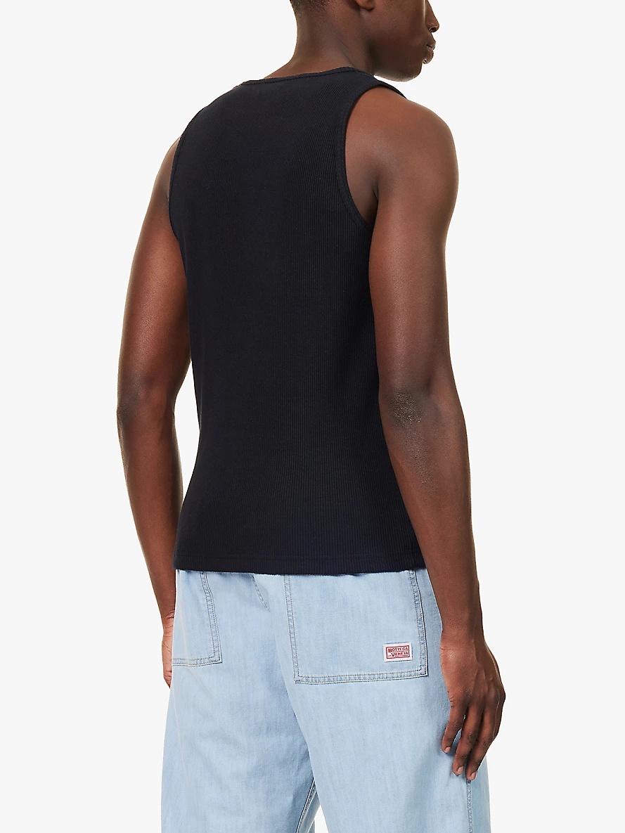 Brand-patch sleeveless stretch-cotton top - 4