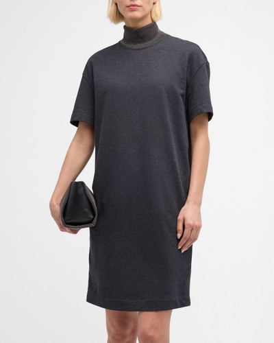 Brunello Cucinelli Monili-Collar Shiny Felpa Short-Sleeve T-Shirt Dress outlook