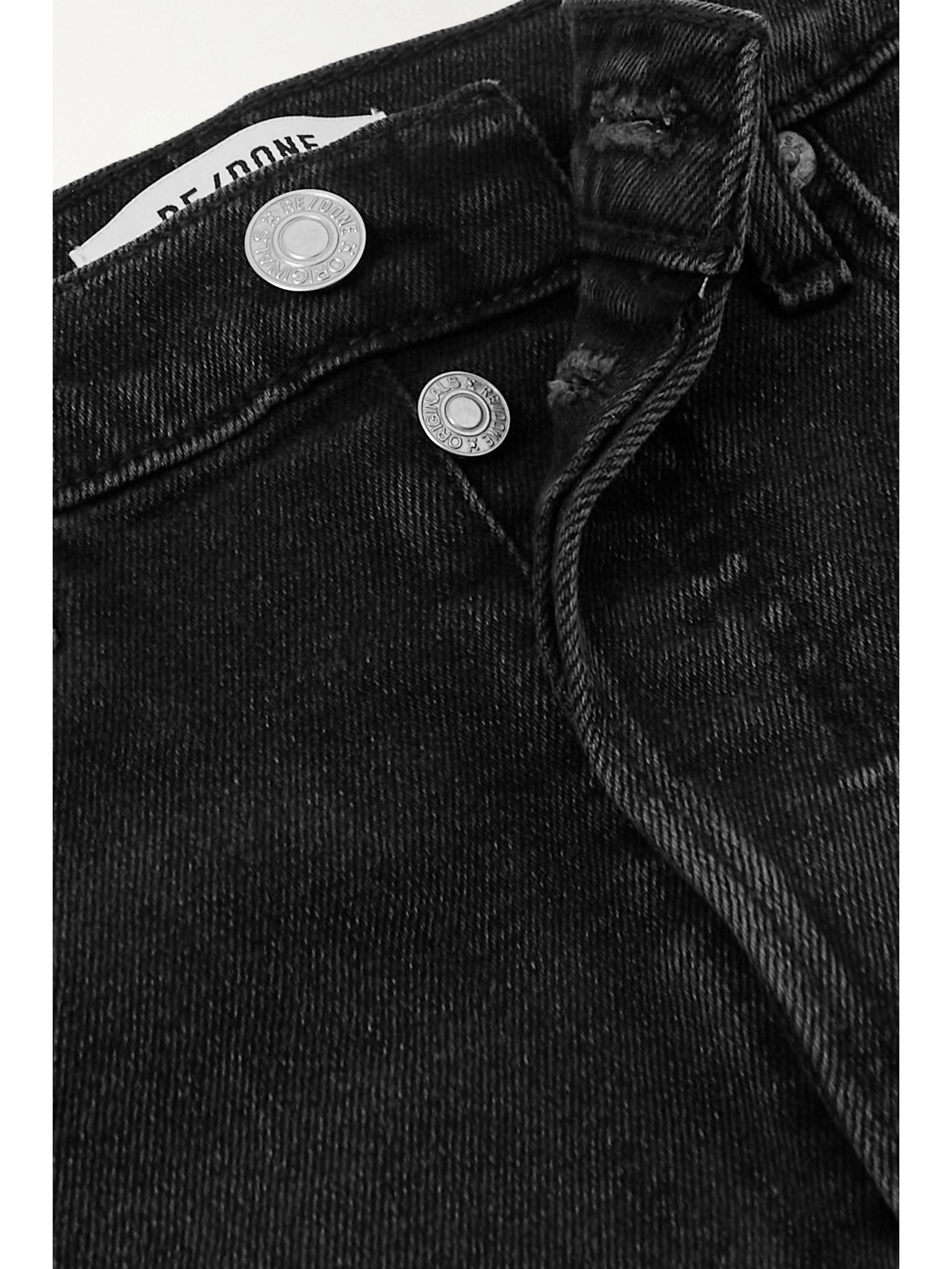 70s Stove Pipe cropped distressed high-rise straight-leg jeans Black - 4