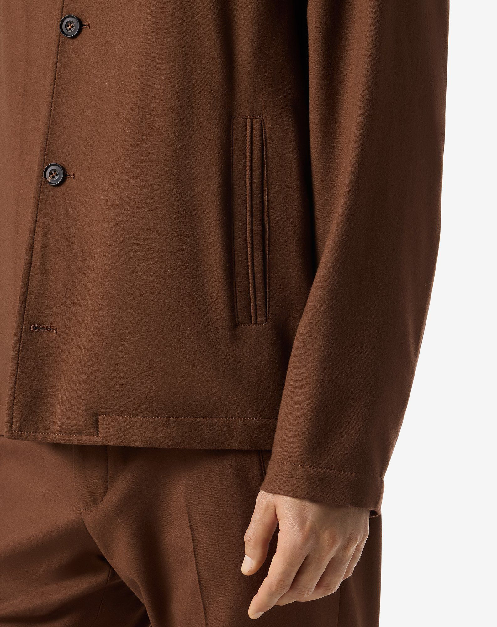 Brown ultra fine 160's wool overshirt - 5