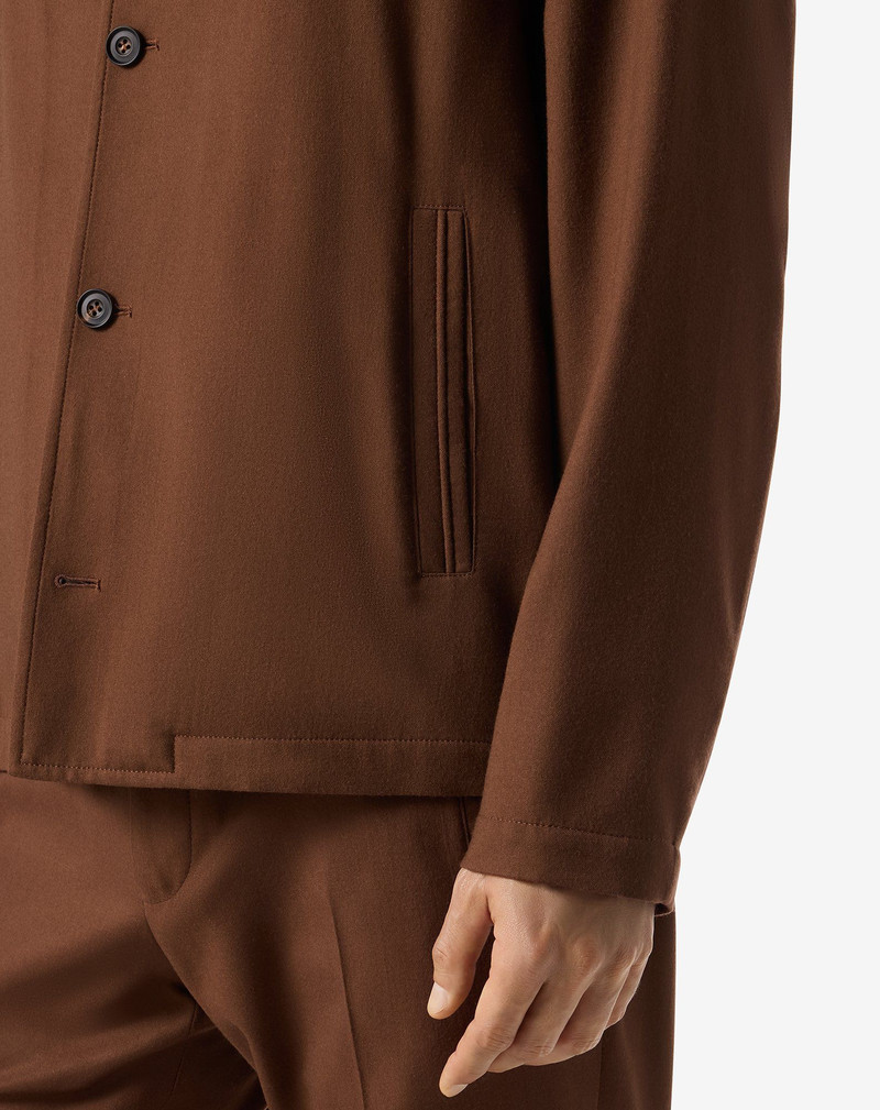 Brown ultra fine 160's wool overshirt 5