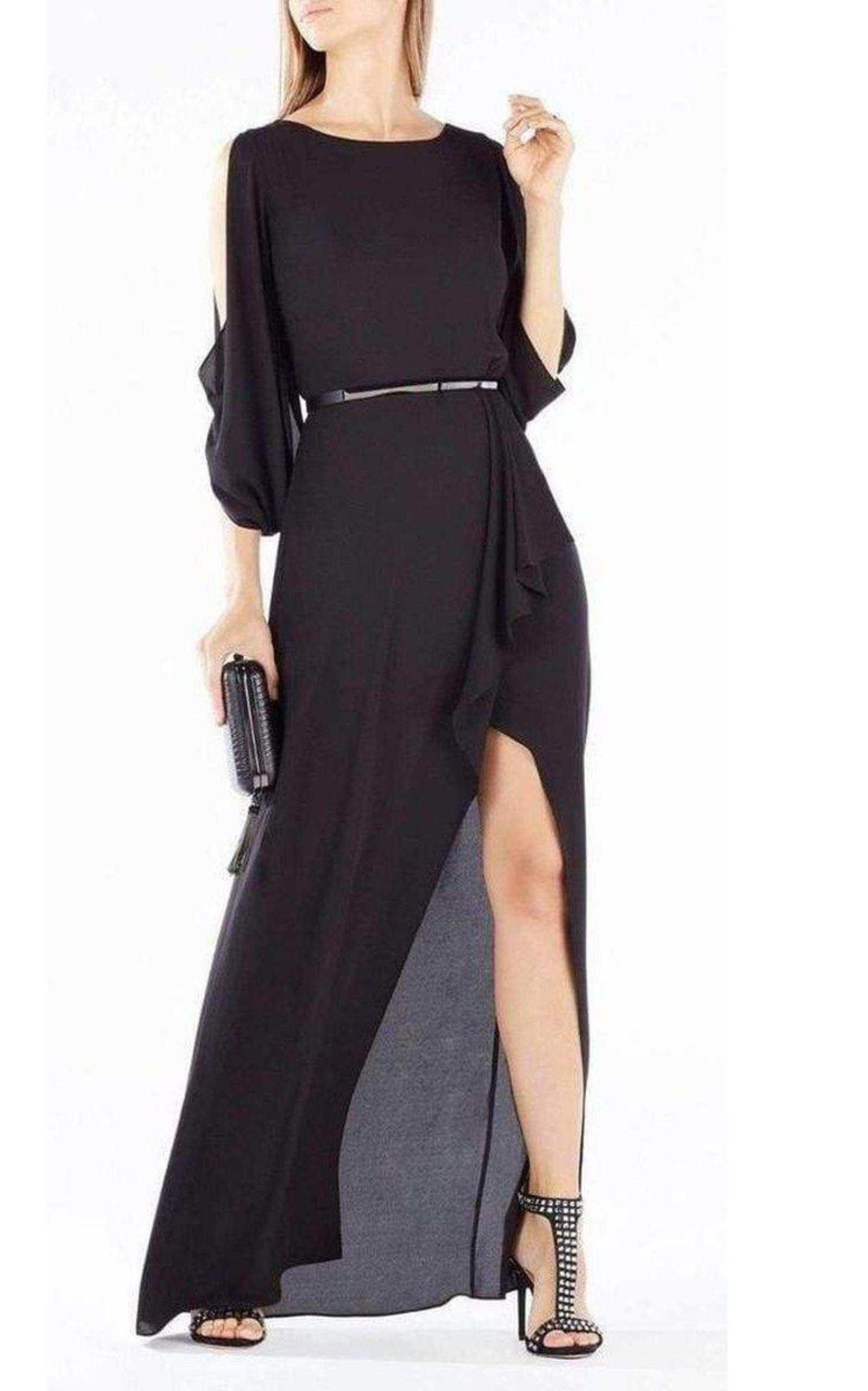 BCBGMAXAZRIA - Rayah Sequin Embroidered Draped Gown - 4
