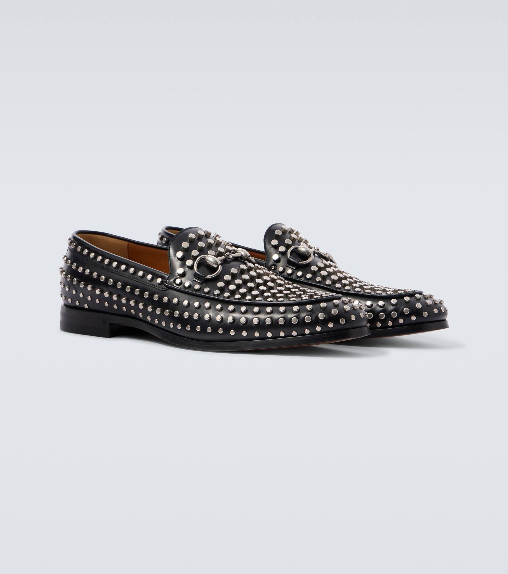 Horsebit studded leather loafers - 5