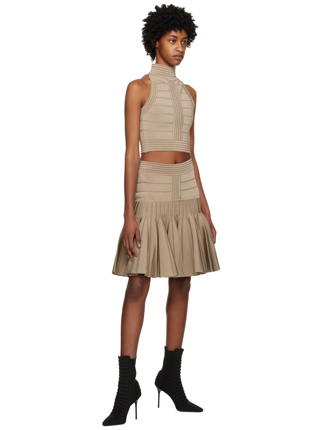 Brown Flared Miniskirt - 4