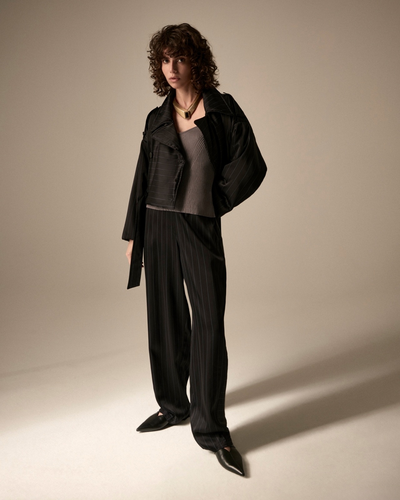 DAWN TO DUSK PINSTRIPED ACETATE-BLEND TROUSERS - 6