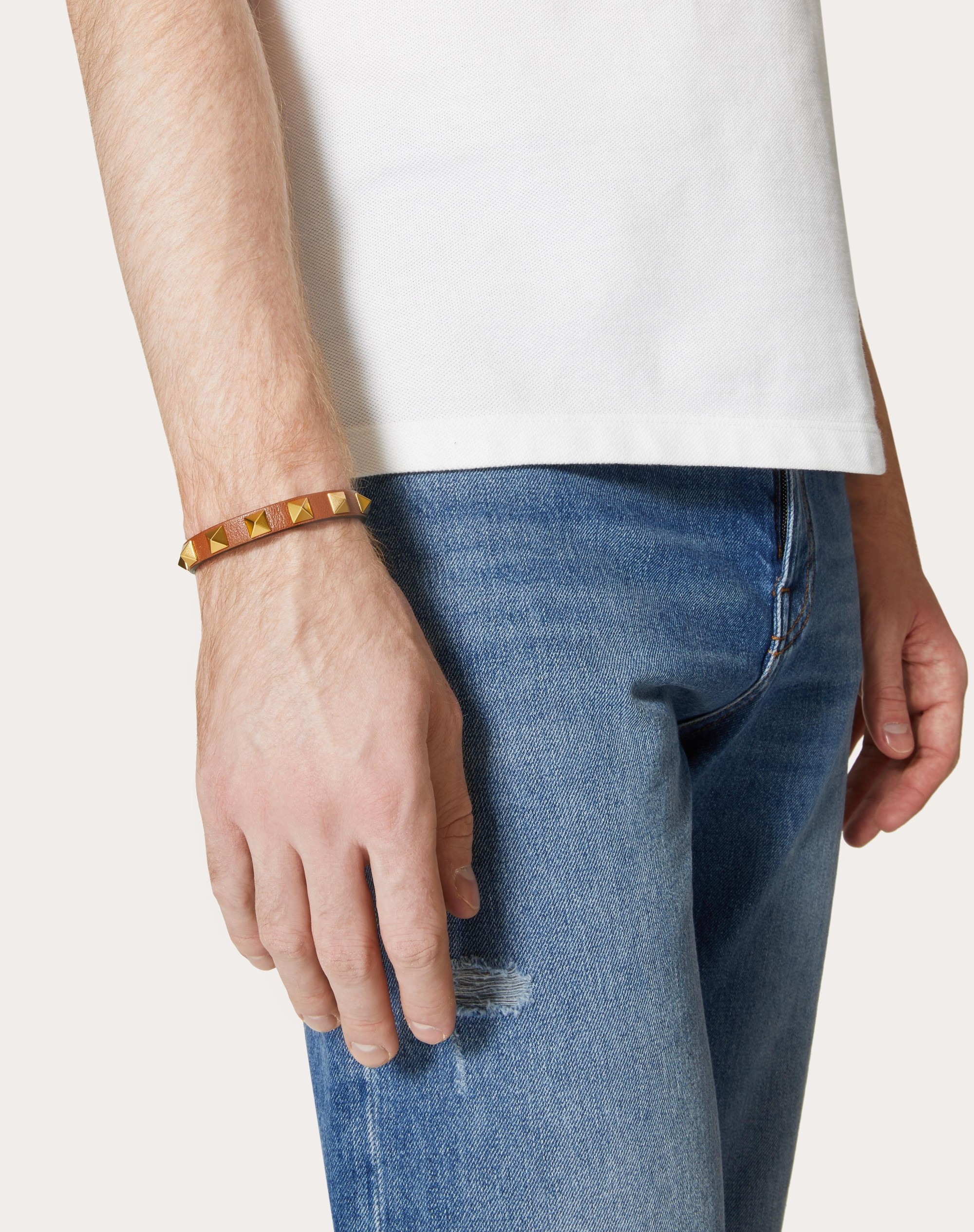 ROCKSTUD BRACELET IN LEATHER AND METAL - 5