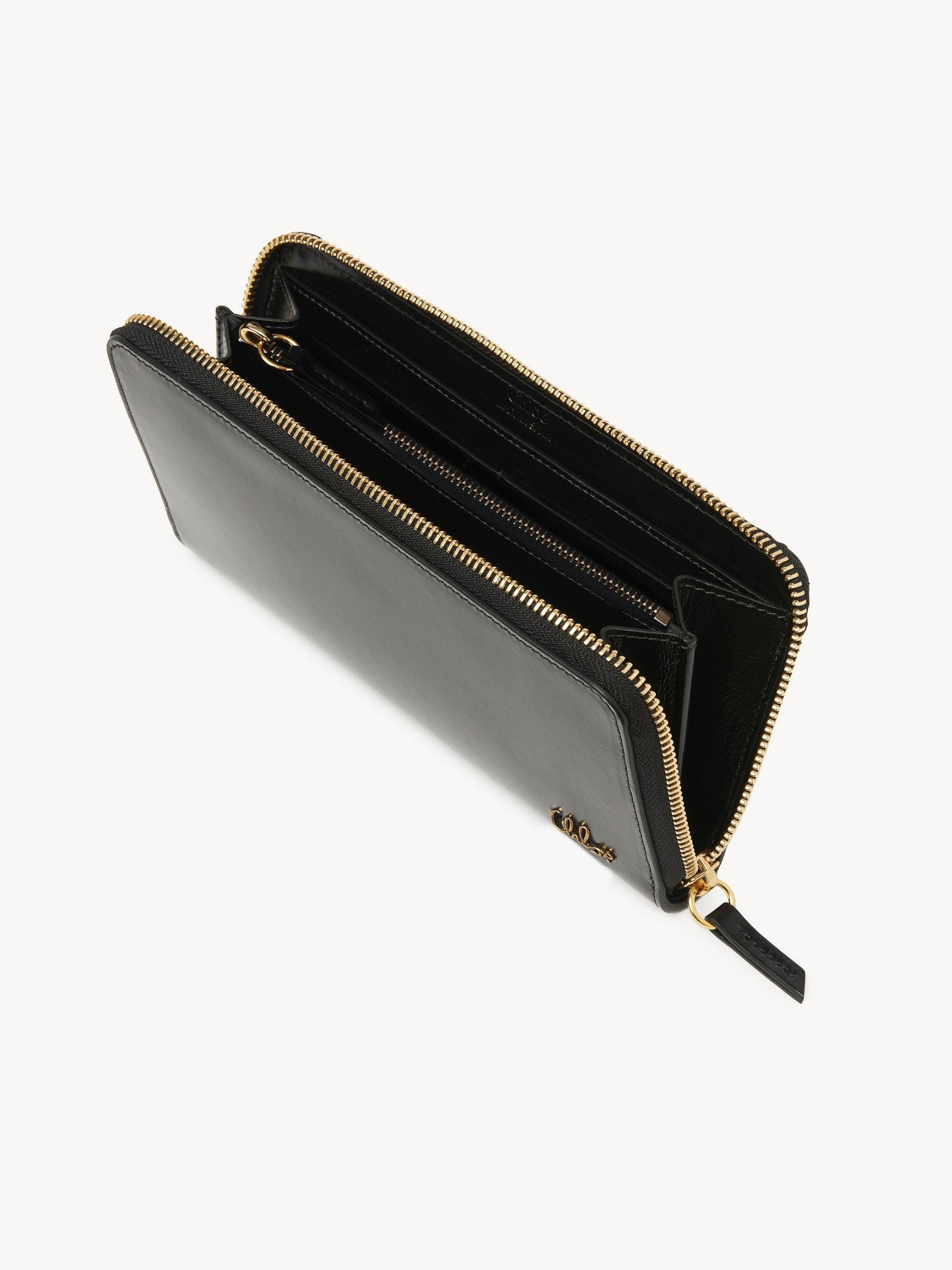 CHLOÉ ICONIC ZIPPED LONG WALLET IN SHINY LEATHER - 3