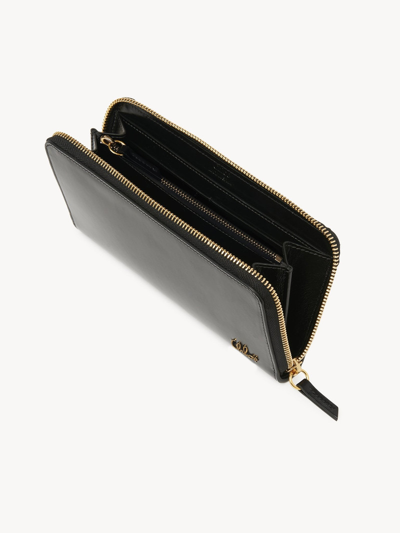 Chloé CHLOÉ ICONIC ZIPPED LONG WALLET IN SHINY LEATHER outlook