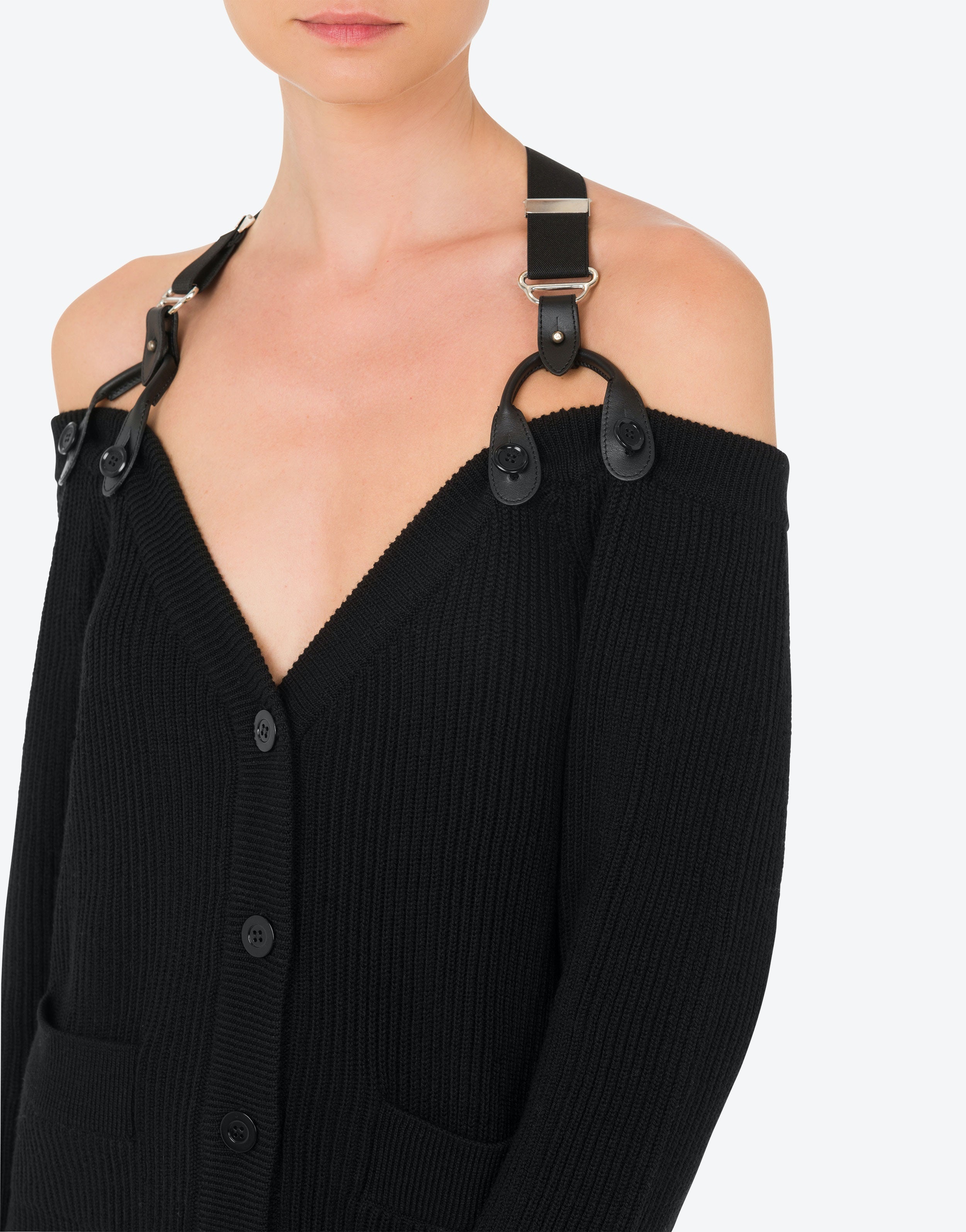 WOOL CARDIGAN WITH STRAPS - 4