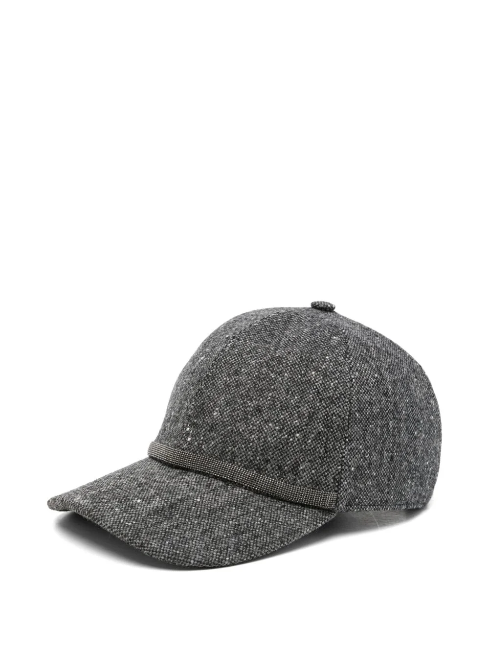 Monili-embellished tweed baseball cap - 1