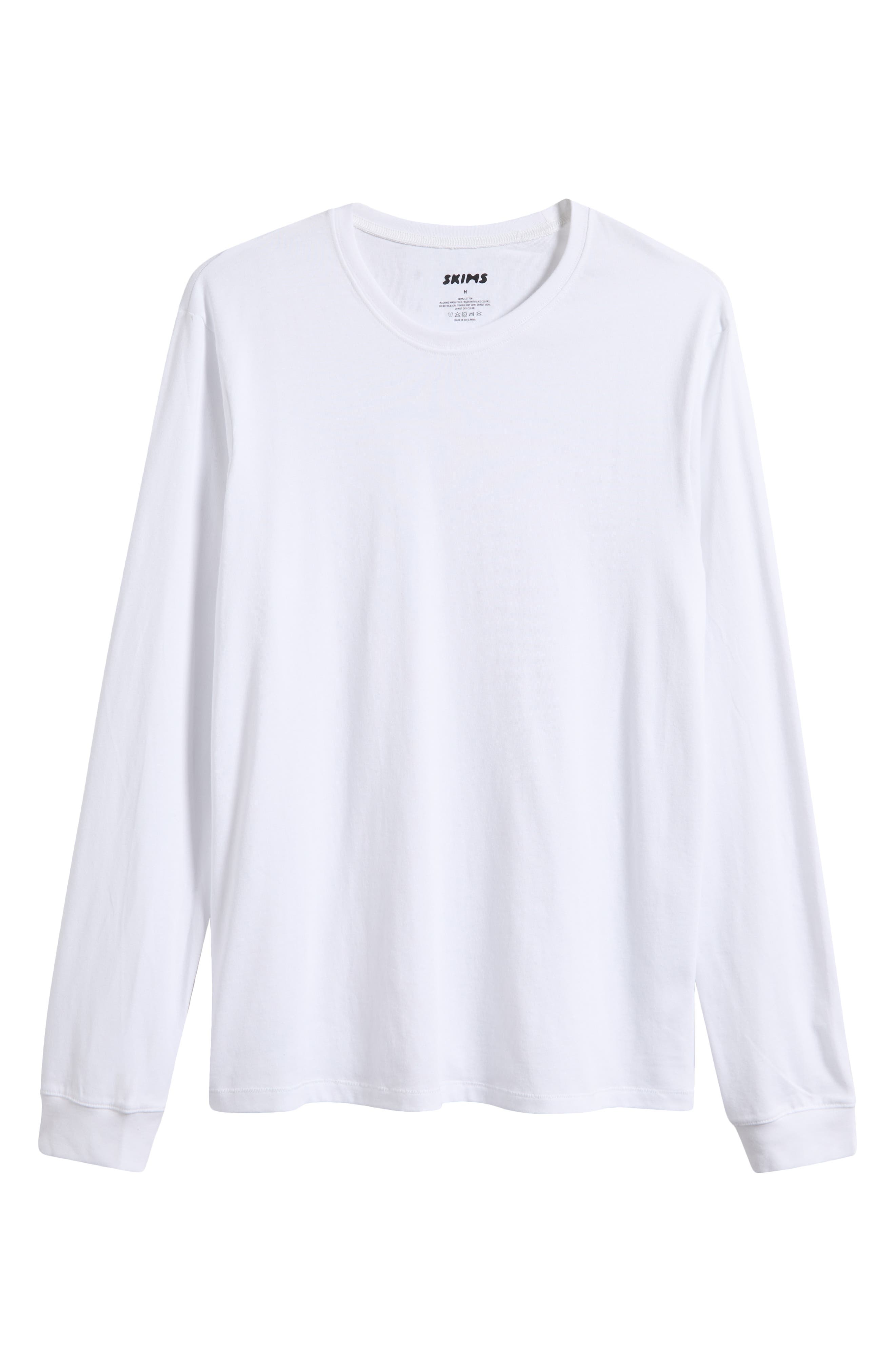 SKIMS Long Sleeve Cotton T-Shirt in Chalk at Nordstrom - 4