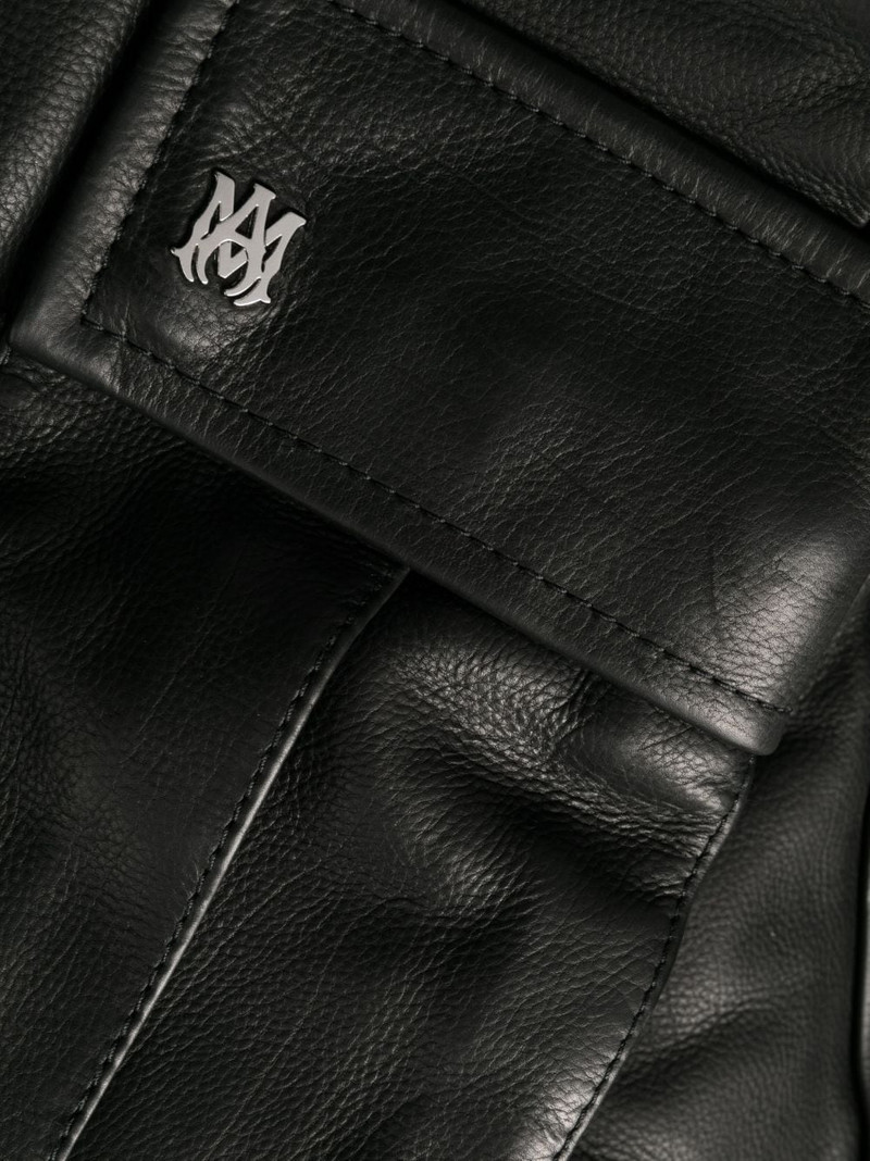logo-plaque polished-finish trousers 7