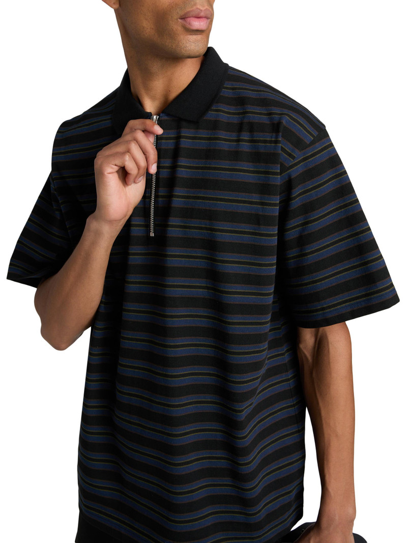 Men's Striped Polo Shirt - Black Navy 6