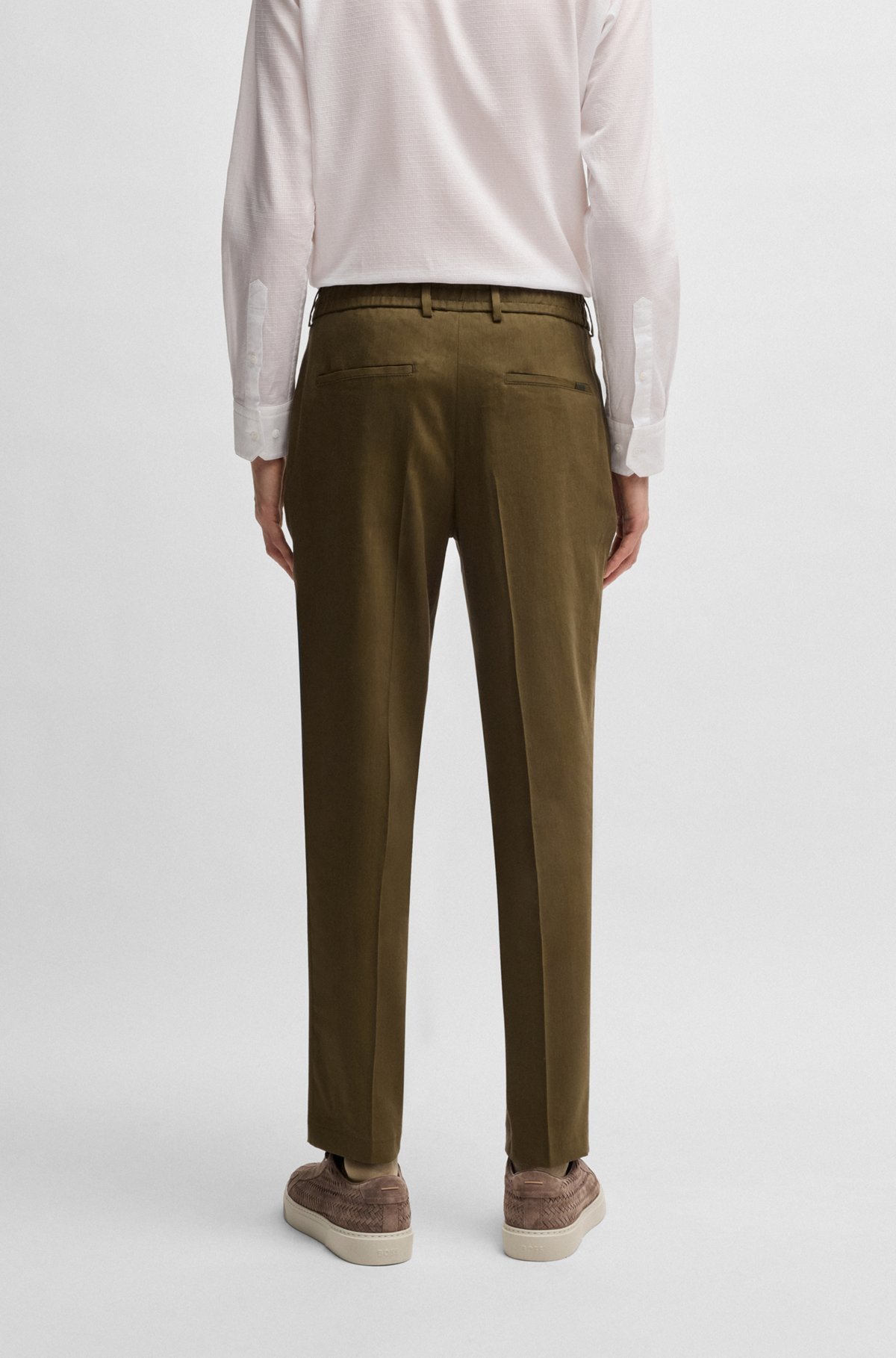 BOSS SELECTED BY SHOHEI OHTANI TAPERED-FIT TROUSERS IN A LINEN BLEND - 4