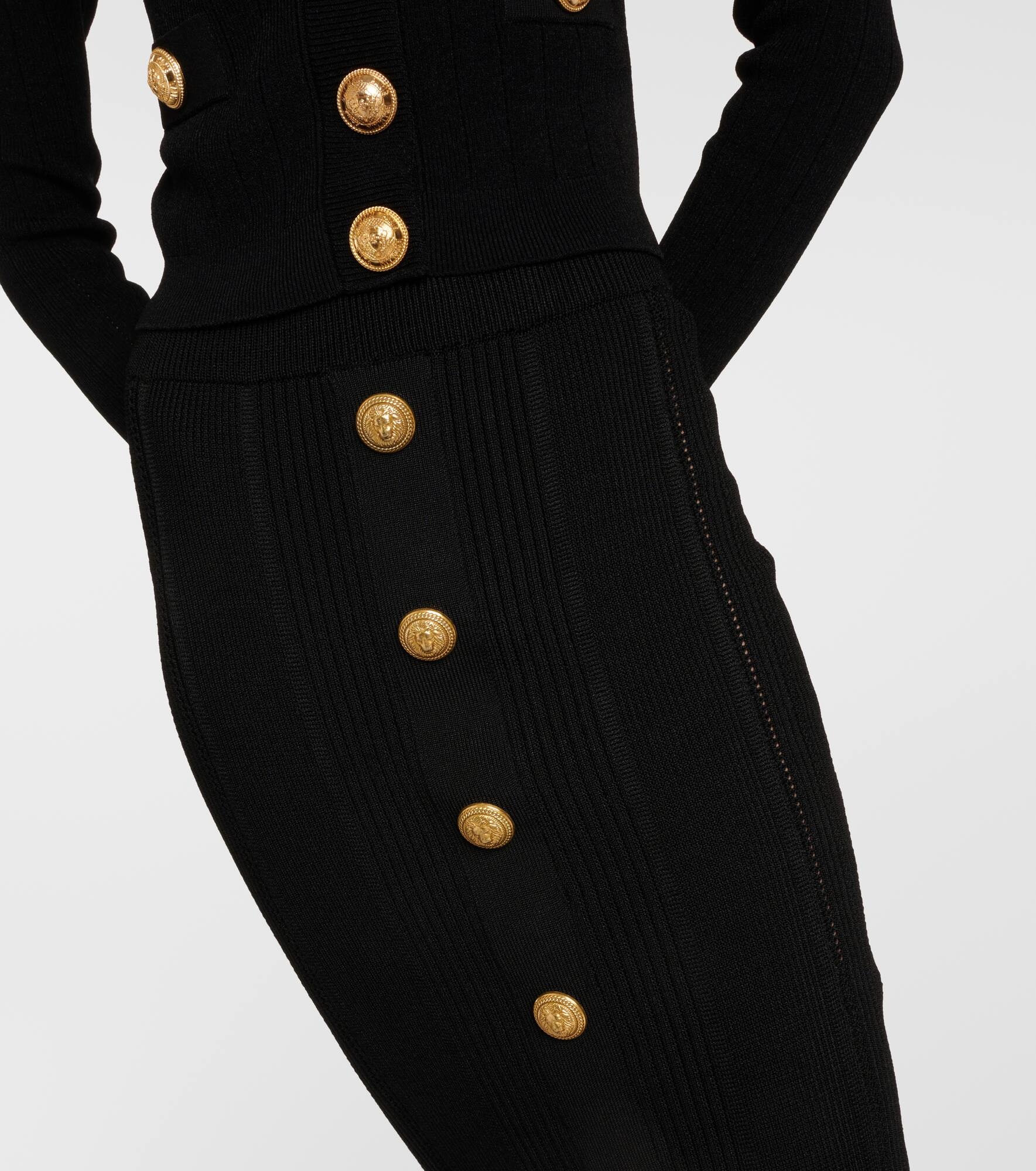 High-rise ribbed-knit midi skirt - 4