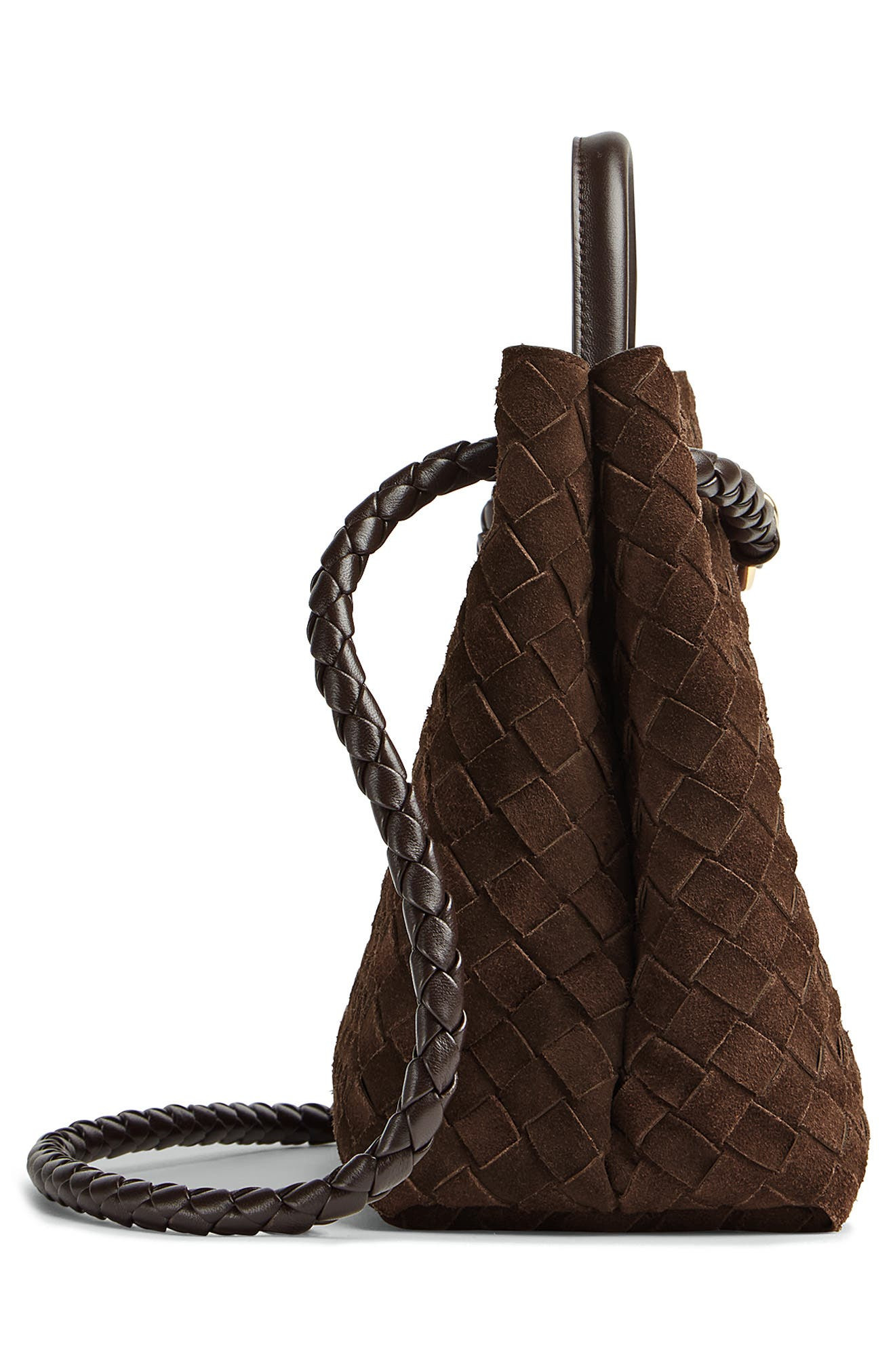 Bottega Veneta Medium Andiamo Intrecciato Suede Shoulder Bag in 2272 Fondant-M Brass-Fond at Nordstr - 7