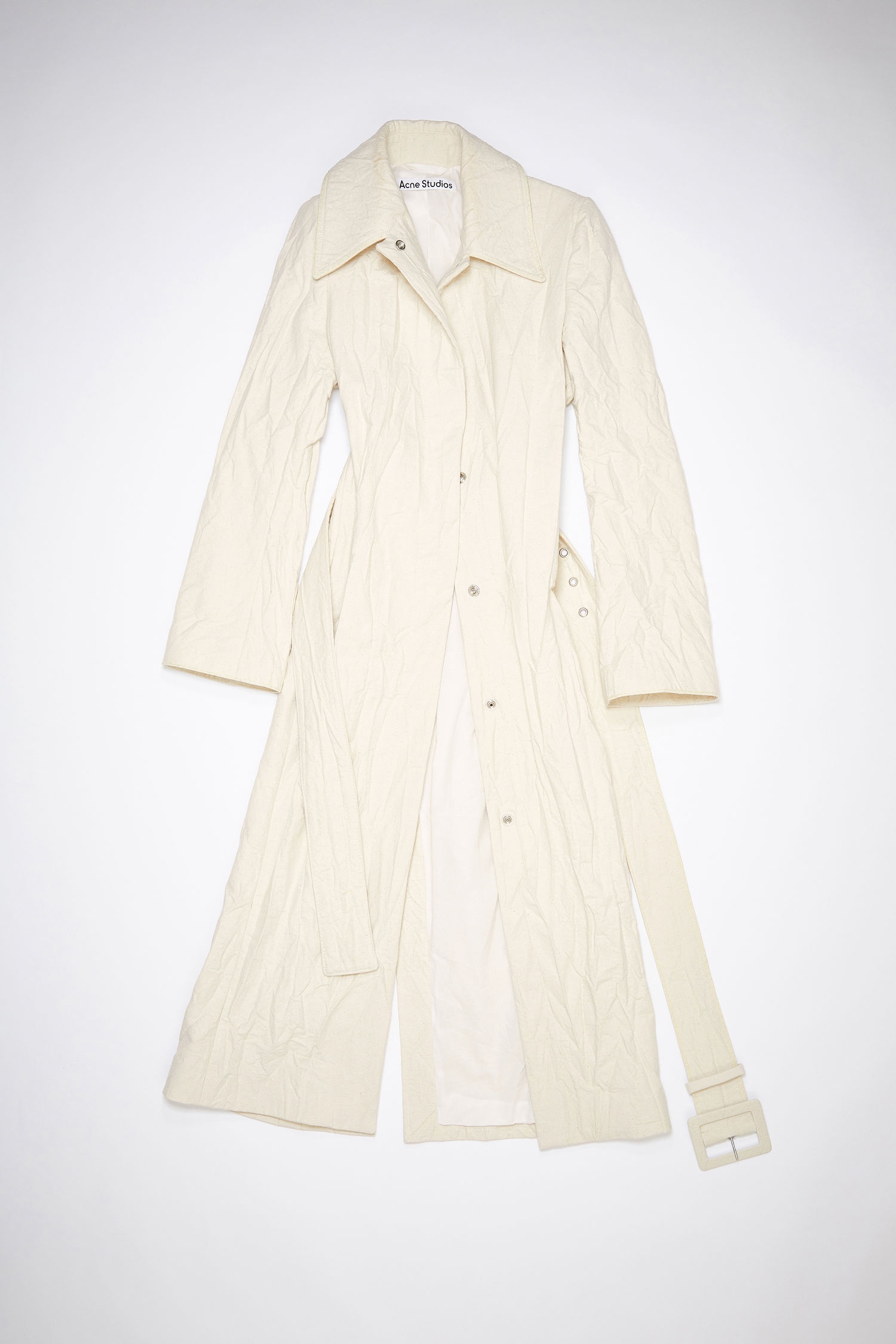 Crinkled twill coat - Ecru beige - 1