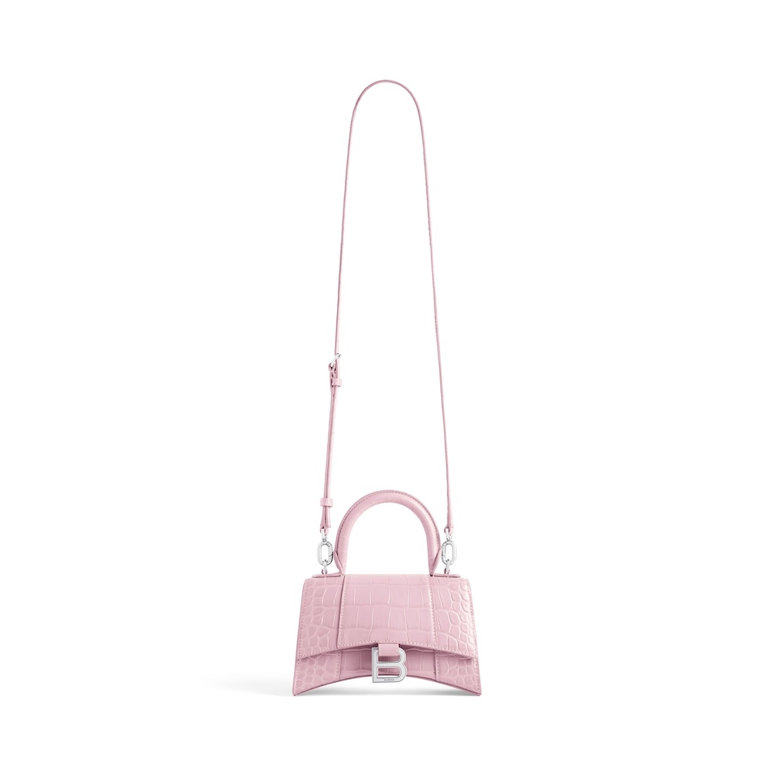 Women's Hourglass Xs Handbag Crocodile Embossed in Pink - 4