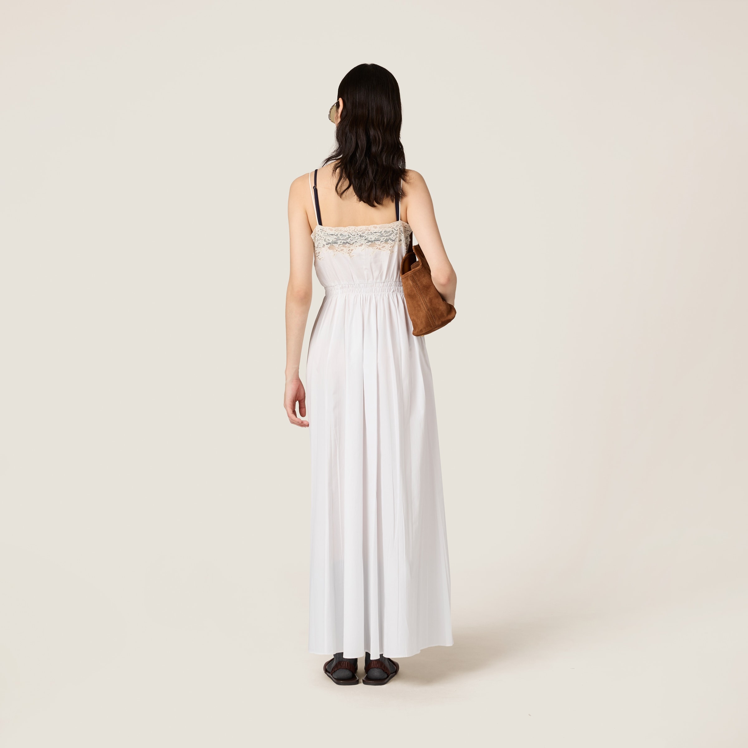 Poplin and lace midi-dress - 3
