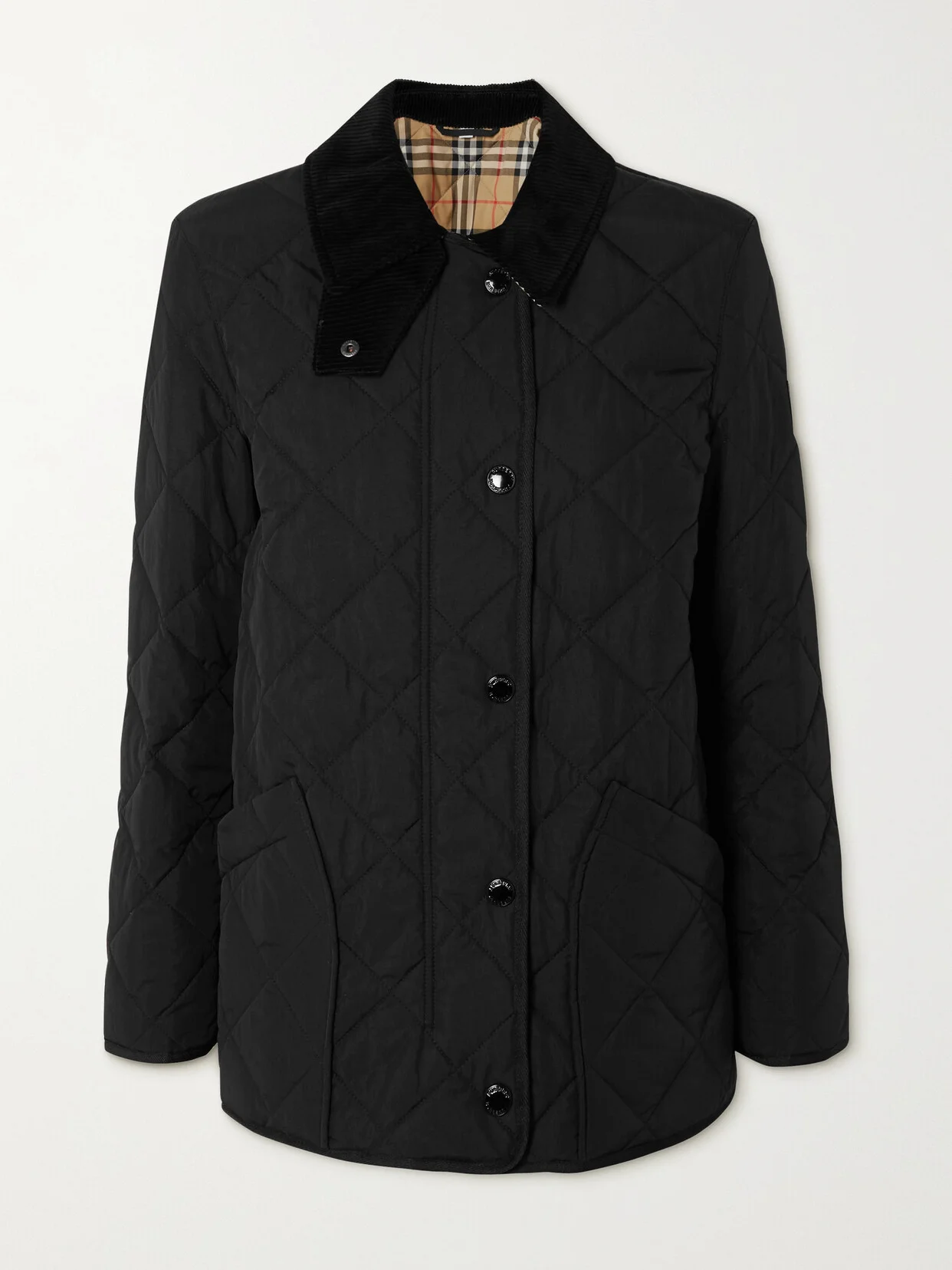 Corduroy-trimmed Quilted Shell Jacket - 1
