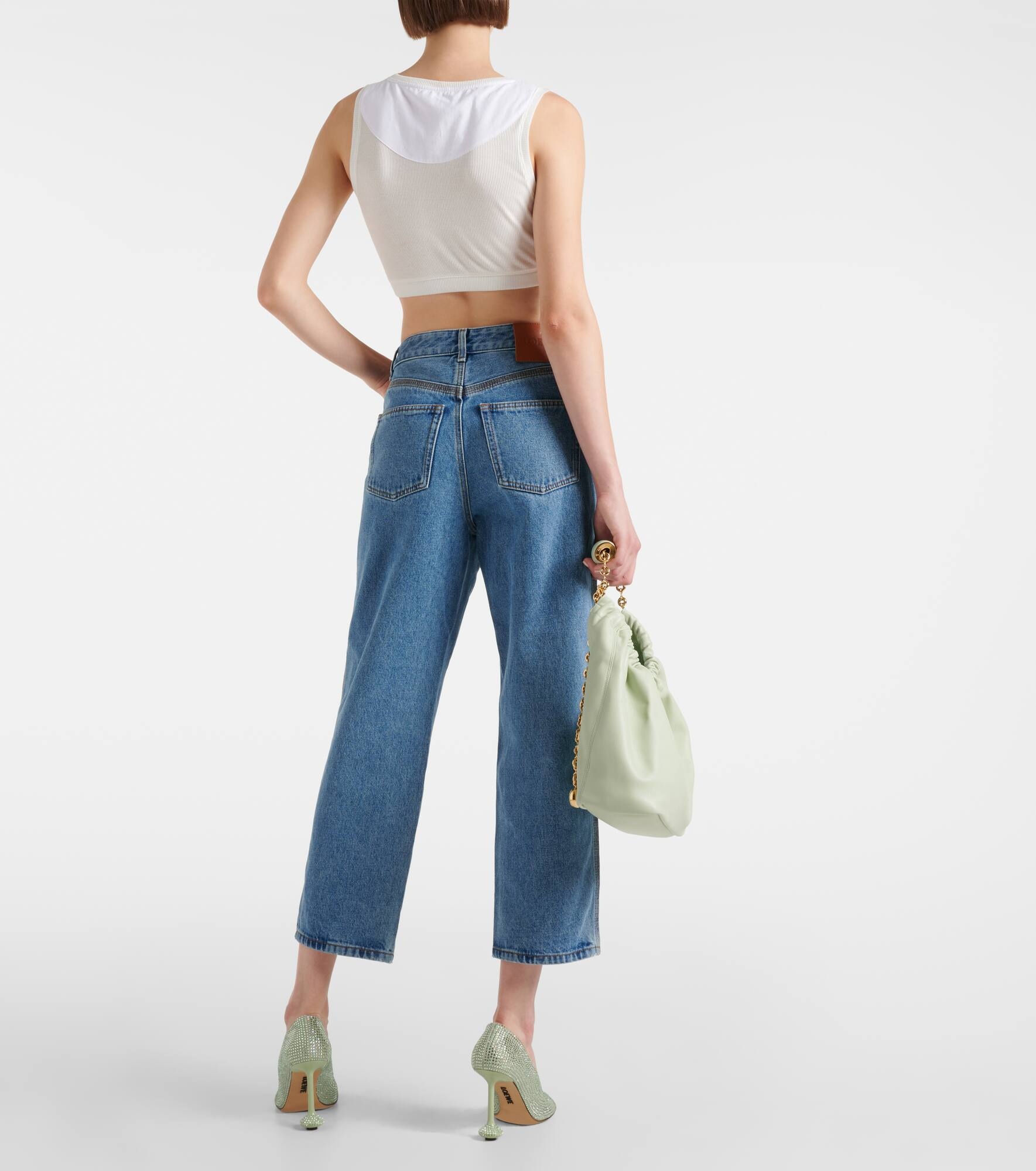 送料関税込【LOEWE】Anagram mid-rise cropped straight jeans LOEWE Anagram Crop Mid-Rise Jeans | Saks Fifth Avenue